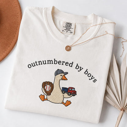 Boy Mom Goose Embroidered Shirt, Silly Goose Mama Comfort Colors Tee, Funny Mom Embroidery, Motherhood Gift For Moms