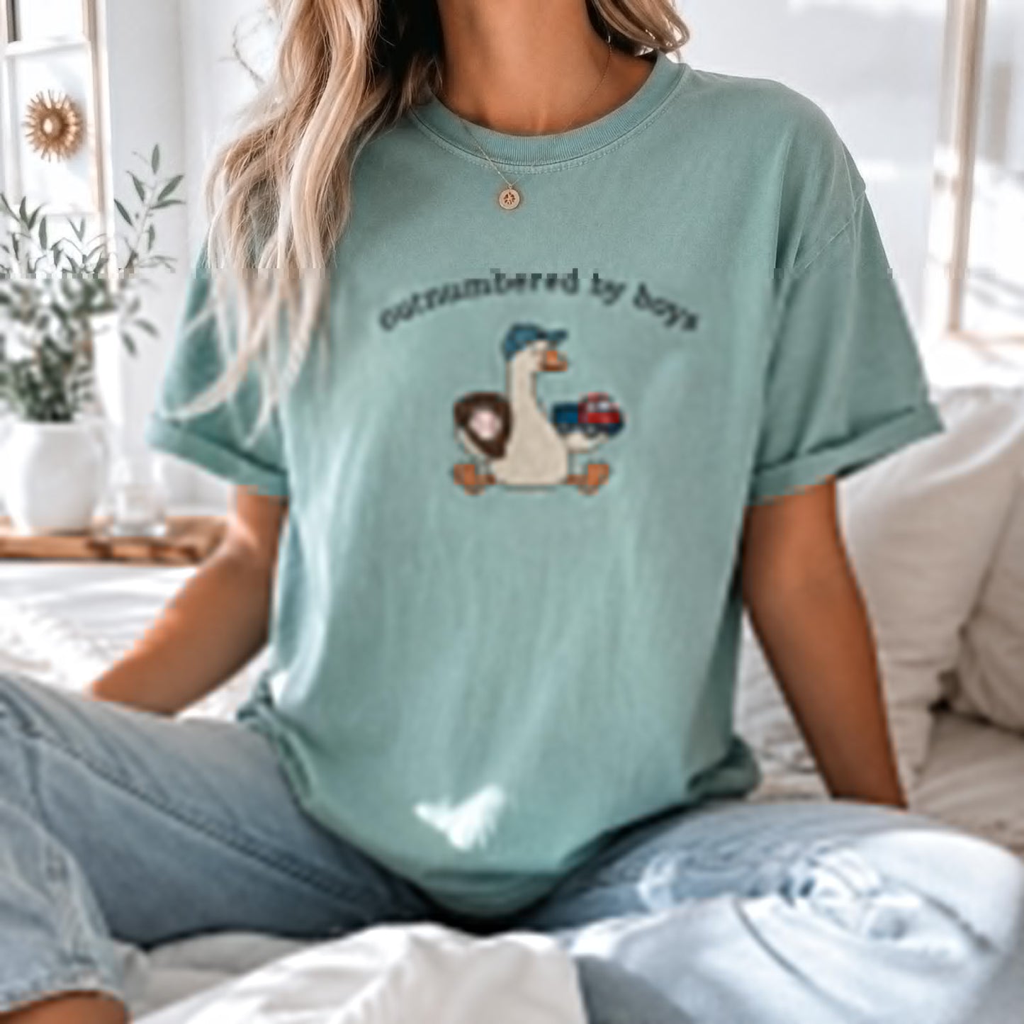 Boy Mom Goose Embroidered Shirt, Silly Goose Mama Comfort Colors Tee, Funny Mom Embroidery, Motherhood Gift For Moms