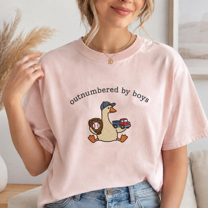 Boy Mom Goose Embroidered Shirt, Silly Goose Mama Comfort Colors Tee, Funny Mom Embroidery, Motherhood Gift For Moms
