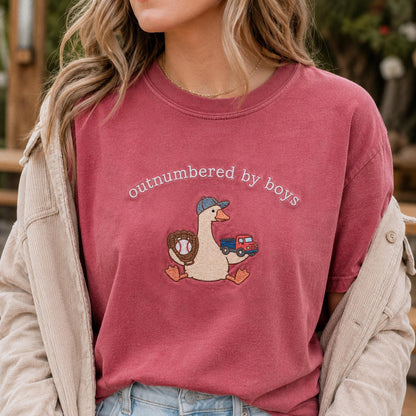 Boy Mom Goose Embroidered Shirt, Silly Goose Mama Comfort Colors Tee, Funny Mom Embroidery, Motherhood Gift For Moms