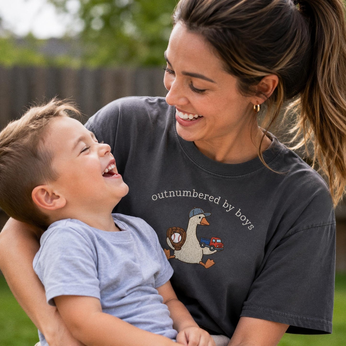 Boy Mom Goose Embroidered Shirt, Silly Goose Mama Comfort Colors Tee, Funny Mom Embroidery, Motherhood Gift For Moms