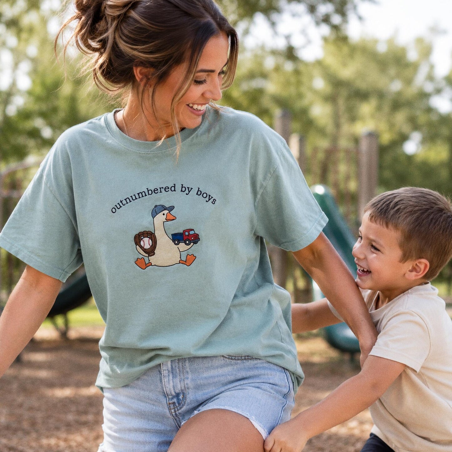 Boy Mom Goose Embroidered Shirt, Silly Goose Mama Comfort Colors Tee, Funny Mom Embroidery, Motherhood Gift For Moms