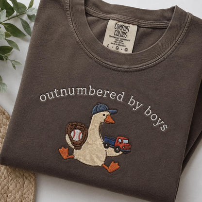 Boy Mom Goose Embroidered Shirt, Silly Goose Mama Comfort Colors Tee, Funny Mom Embroidery, Motherhood Gift For Moms