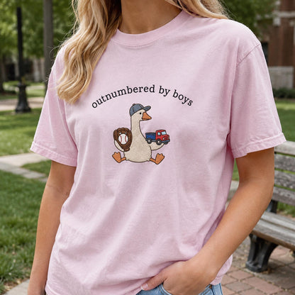 Boy Mom Goose Embroidered Shirt, Silly Goose Mama Comfort Colors Tee, Funny Mom Embroidery, Motherhood Gift For Moms