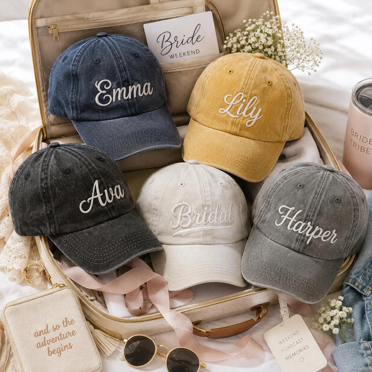 Custom Embroidered Bachelorette Hat, Personalized Cap, Bridesmaid Gift, Gift For Bride, Bachelorette Party, Bridal Party Gift