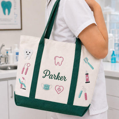 Custom Embroidered Dental Tote Bag, Personalized Dental Student Gift, Future Dentist Tote Bag, Dental School Graduation Gift, Dentistry Bag