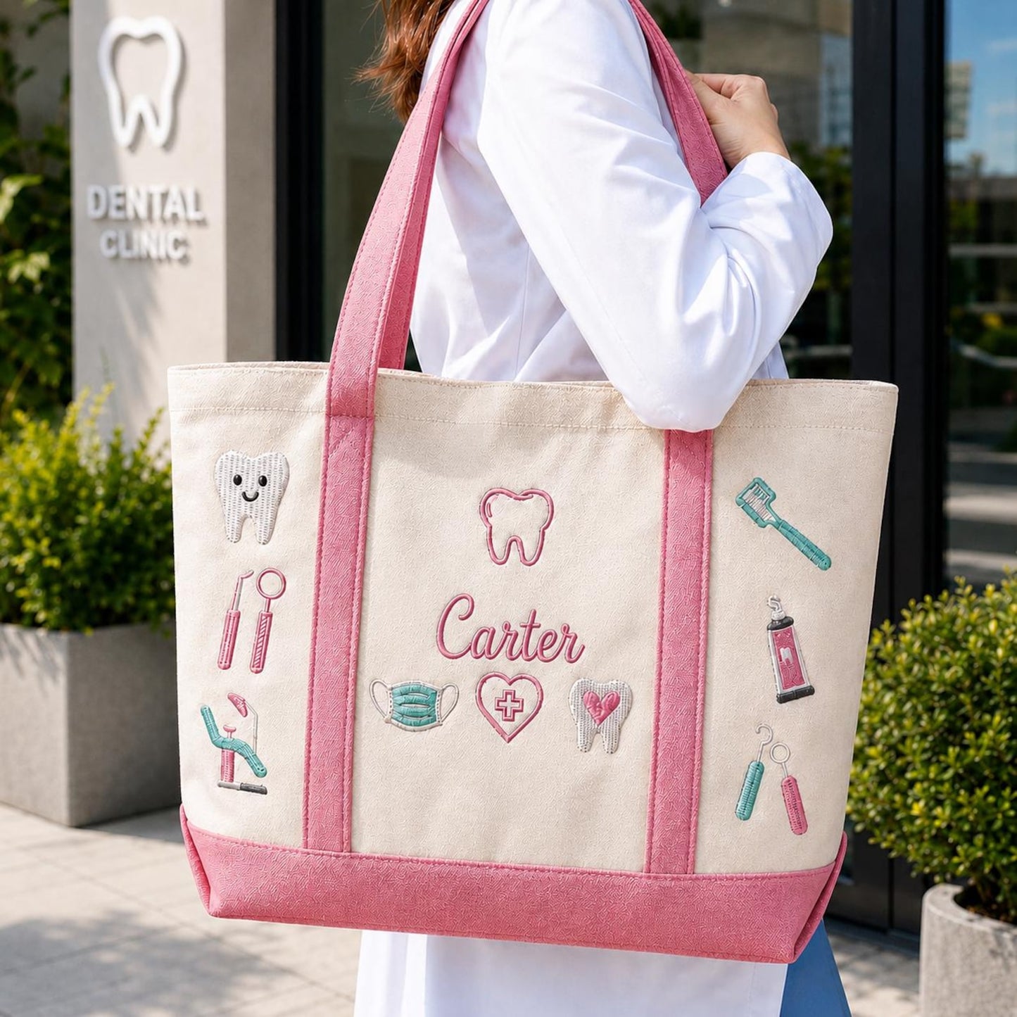 Custom Embroidered Dental Tote Bag, Personalized Dental Student Gift, Future Dentist Tote Bag, Dental School Graduation Gift, Dentistry Bag