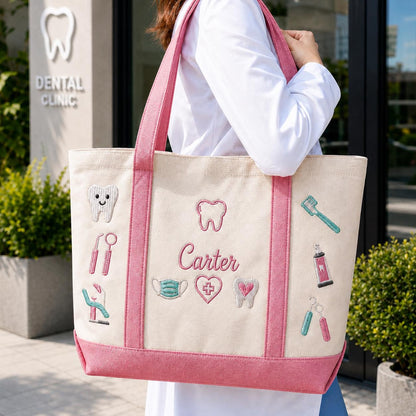 Custom Embroidered Dental Tote Bag, Personalized Dental Student Gift, Future Dentist Tote Bag, Dental School Graduation Gift, Dentistry Bag