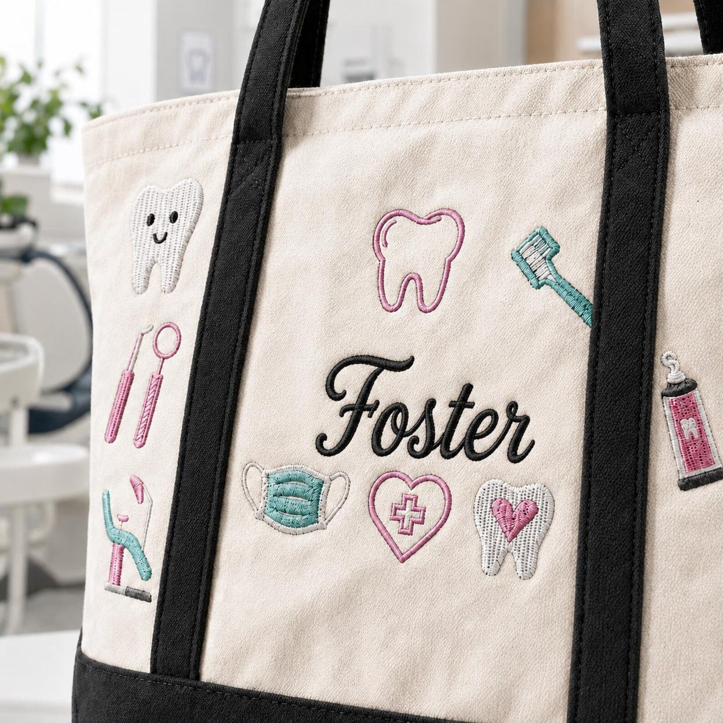 Custom Embroidered Dental Tote Bag, Personalized Dental Student Gift, Future Dentist Tote Bag, Dental School Graduation Gift, Dentistry Bag
