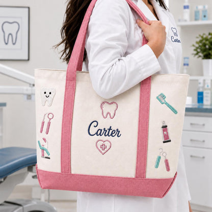 Custom Embroidered Dental Tote Bag, Personalized Dental Student Gift, Future Dentist Tote Bag, Dental School Graduation Gift, Dentistry Bag