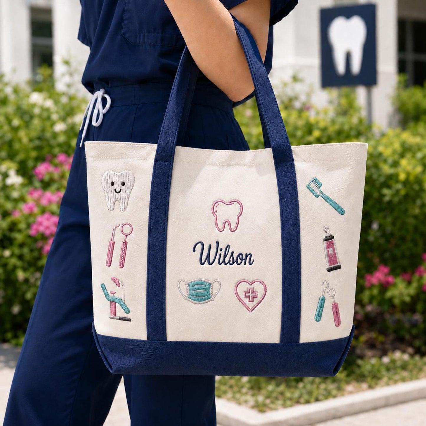 Custom Embroidered Dental Tote Bag, Personalized Dental Student Gift, Future Dentist Tote Bag, Dental School Graduation Gift, Dentistry Bag