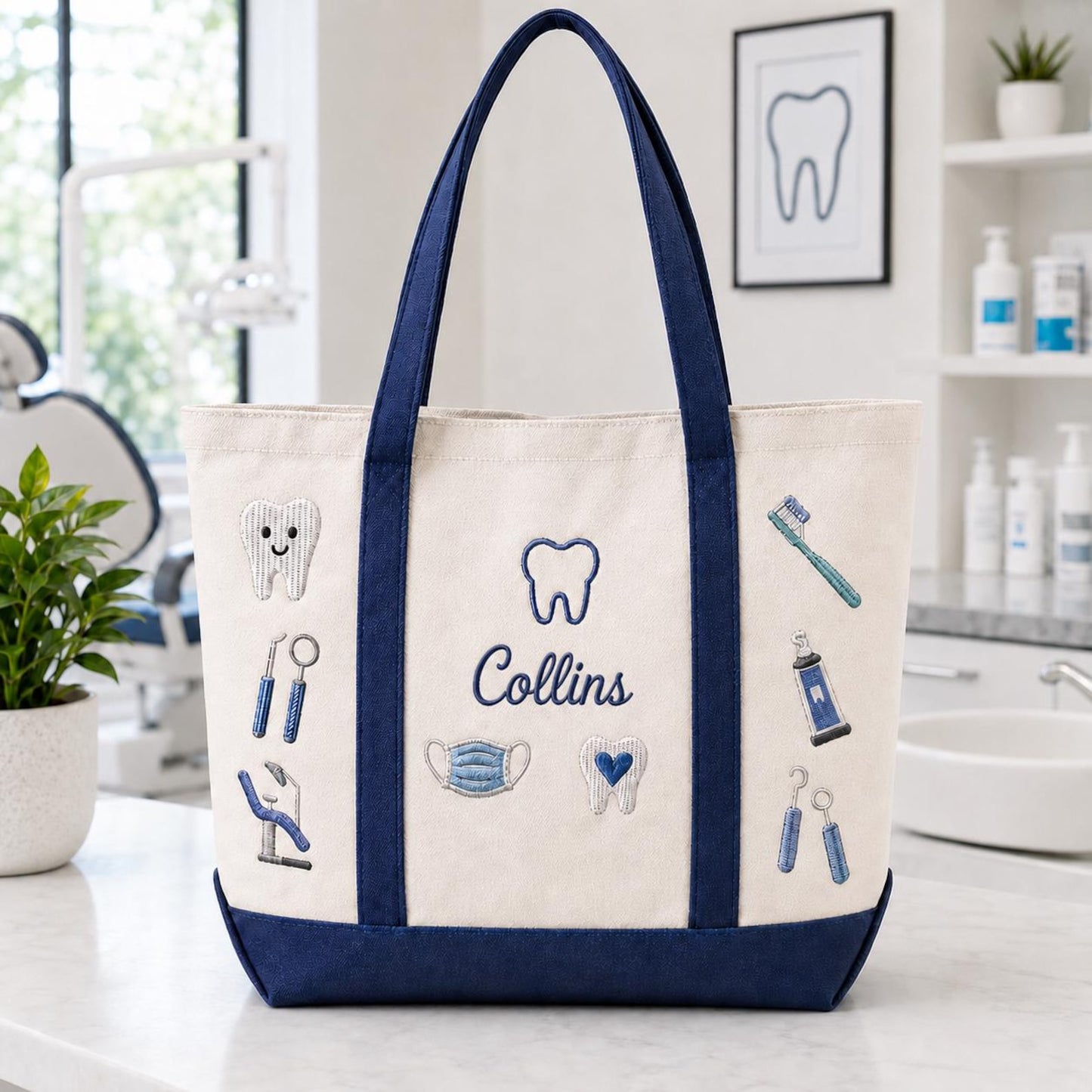 Custom Embroidered Dental Tote Bag, Personalized Dental Student Gift, Future Dentist Tote Bag, Dental School Graduation Gift, Dentistry Bag