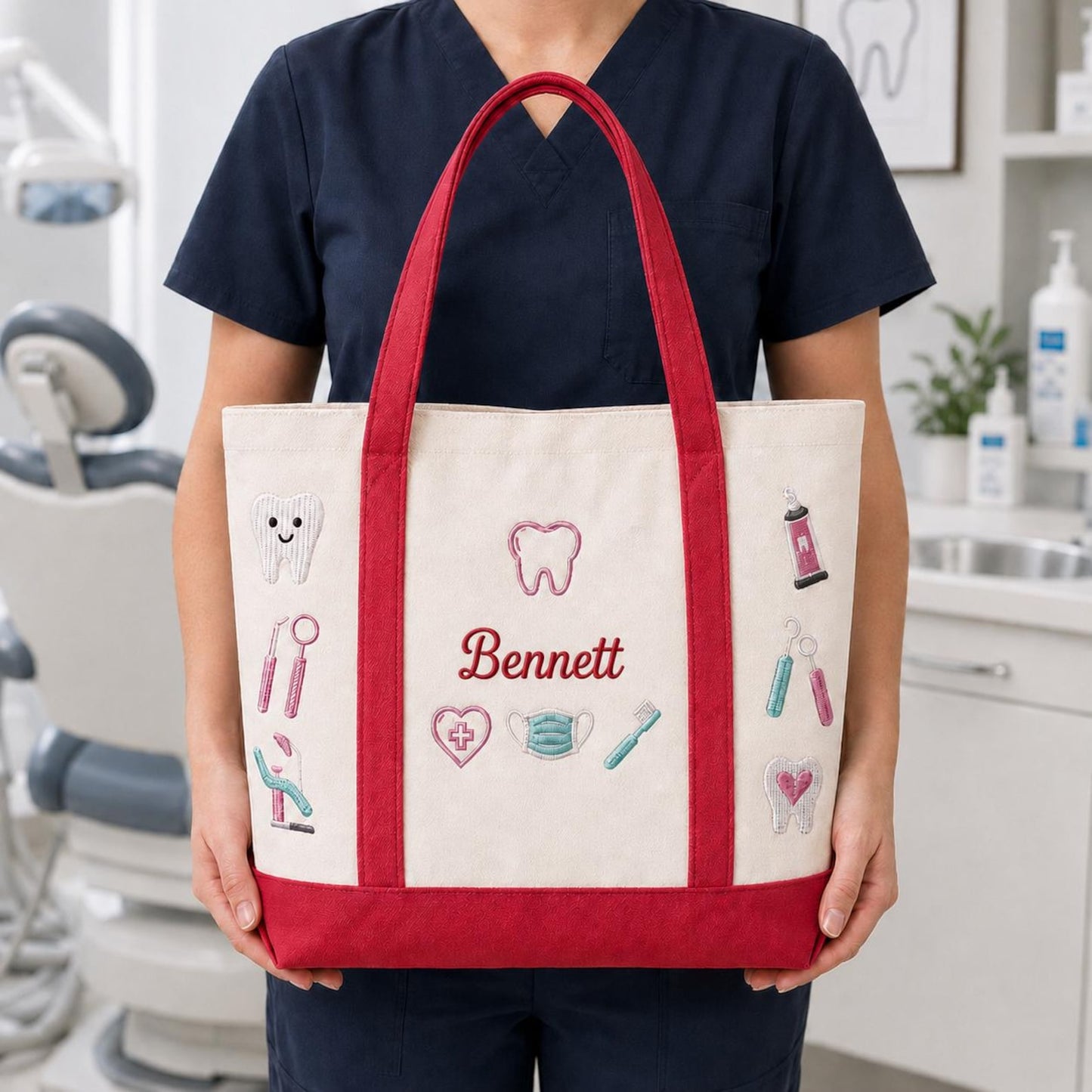 Custom Embroidered Dental Tote Bag, Personalized Dental Student Gift, Future Dentist Tote Bag, Dental School Graduation Gift, Dentistry Bag