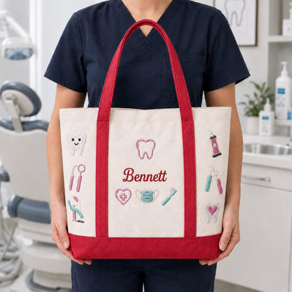 Custom Embroidered Dental Tote Bag, Personalized Dental Student Gift, Future Dentist Tote Bag, Dental School Graduation Gift, Dentistry Bag