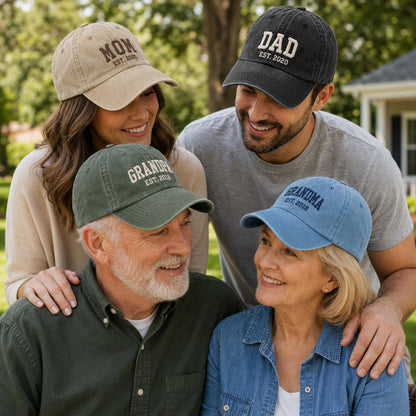 Custom Embroidered Mom Dad Hat, Est 2026 Baby Announcement Cap, New Parent Gift, Personalized Baseball Cap, Pregnancy Reveal Couple Hats