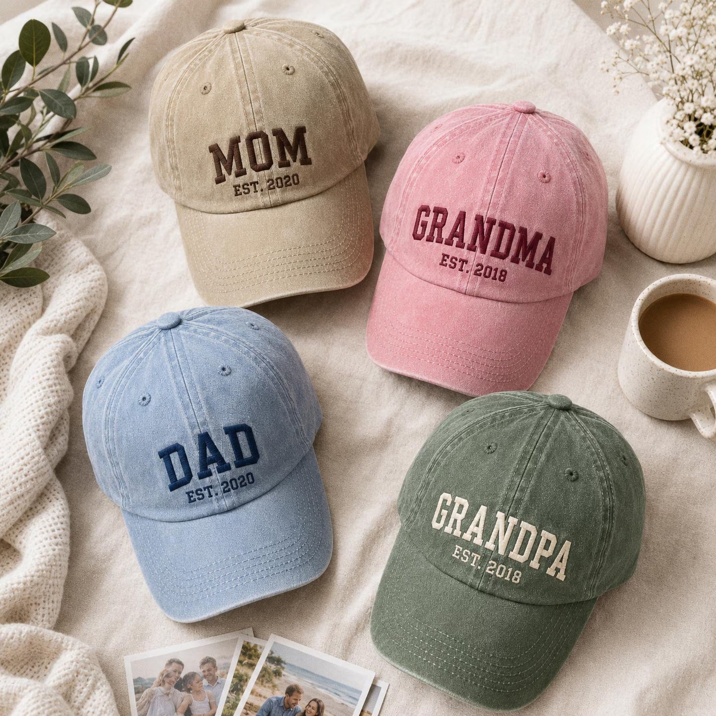 Custom Embroidered Mom Dad Hat, Est 2026 Baby Announcement Cap, New Parent Gift, Personalized Baseball Cap, Pregnancy Reveal Couple Hats