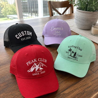Custom Embroidered Trucker Hat, Personalized Text Baseball Cap, Retro Mesh Hat, Bachelorette Party Gift, Custom Logo Hat, Gift For Him Her