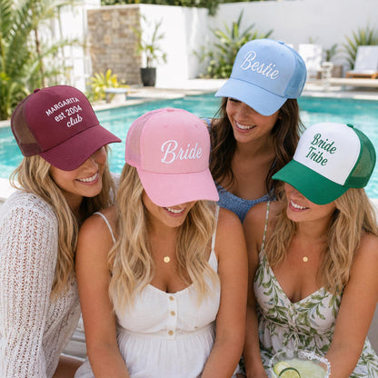 Custom Embroidered Trucker Hat, Personalized Text Baseball Cap, Retro Mesh Hat, Bachelorette Party Gift, Custom Logo Hat, Gift For Him Her