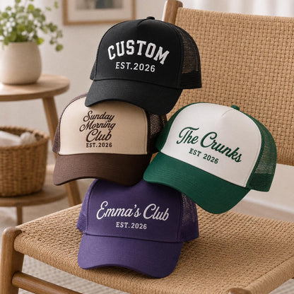 Custom Embroidered Trucker Hat, Personalized Text Baseball Cap, Retro Mesh Hat, Bachelorette Party Gift, Custom Logo Hat, Gift For Him Her