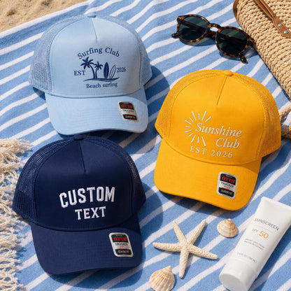 Custom Embroidered Trucker Hat, Personalized Text Baseball Cap, Retro Mesh Hat, Bachelorette Party Gift, Custom Logo Hat, Gift For Him Her