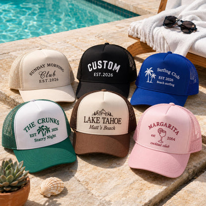 Custom Embroidered Trucker Hat, Personalized Text Baseball Cap, Retro Mesh Hat, Bachelorette Party Gift, Custom Logo Hat, Gift For Him Her