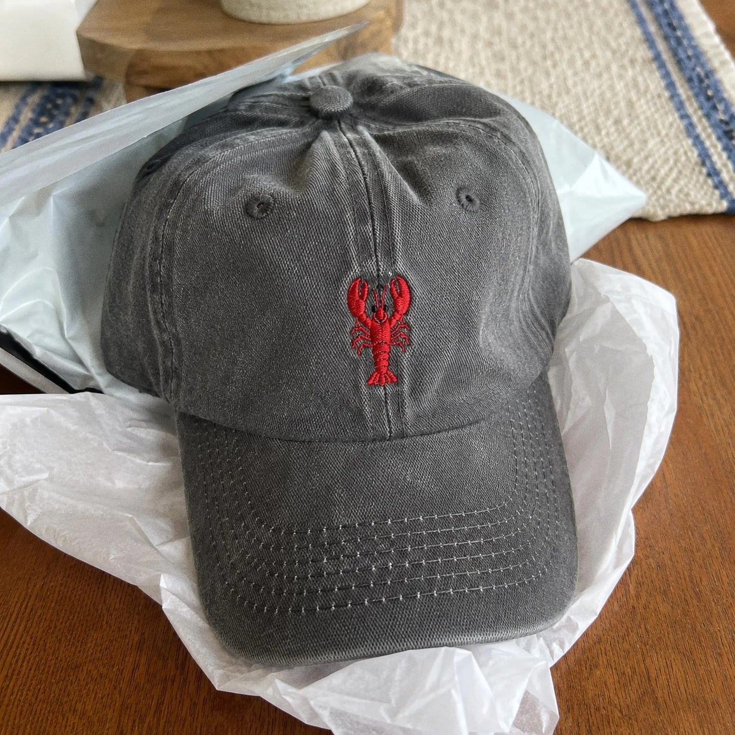 Custom Lobster Hat, Coastal Embroidered Cap, Maine Beach Vacation Dad Hat, New England Nautical Gift, Summer Bachelorette Baseball Cap