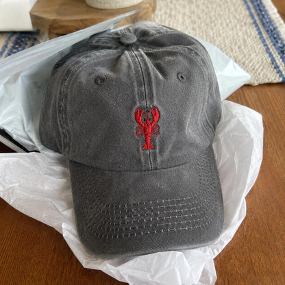 Custom Lobster Hat, Coastal Embroidered Cap, Maine Beach Vacation Dad Hat, New England Nautical Gift, Summer Bachelorette Baseball Cap