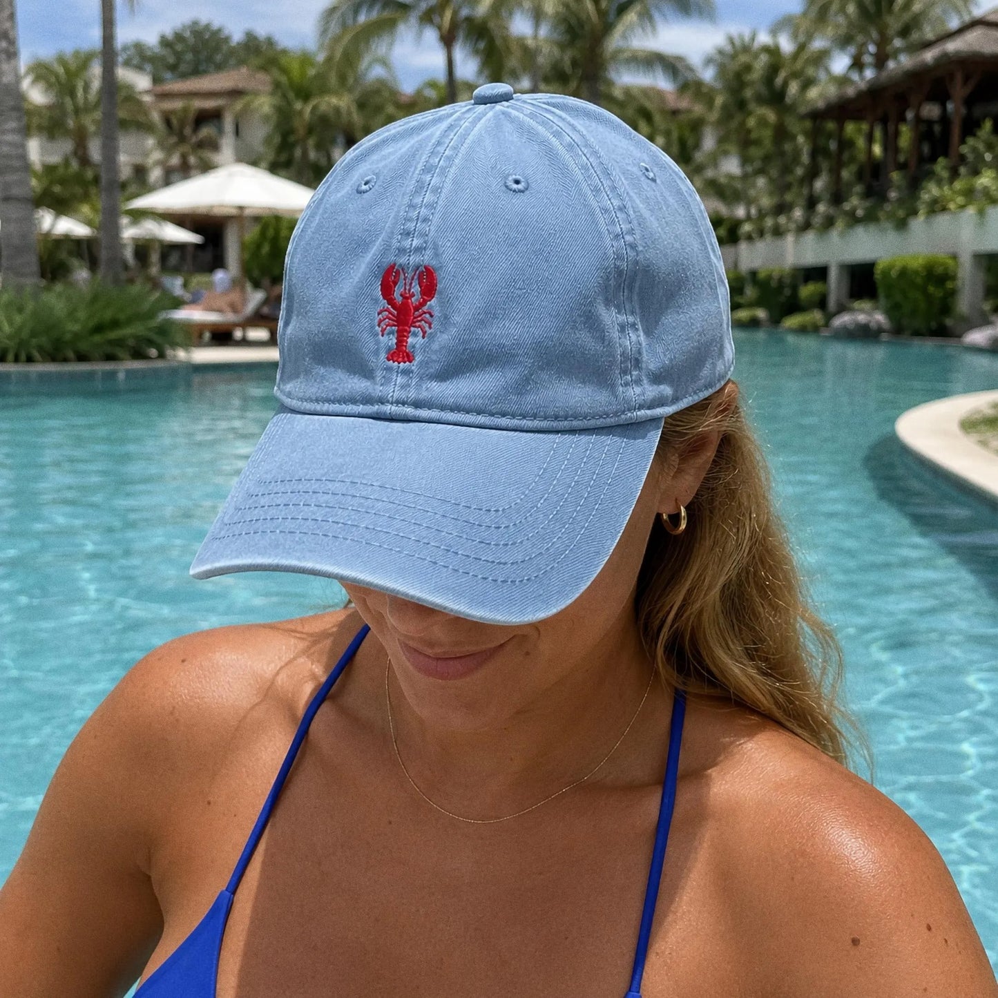 Custom Lobster Hat, Coastal Embroidered Cap, Maine Beach Vacation Dad Hat, New England Nautical Gift, Summer Bachelorette Baseball Cap