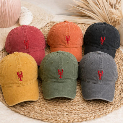 Custom Lobster Hat, Coastal Embroidered Cap, Maine Beach Vacation Dad Hat, New England Nautical Gift, Summer Bachelorette Baseball Cap