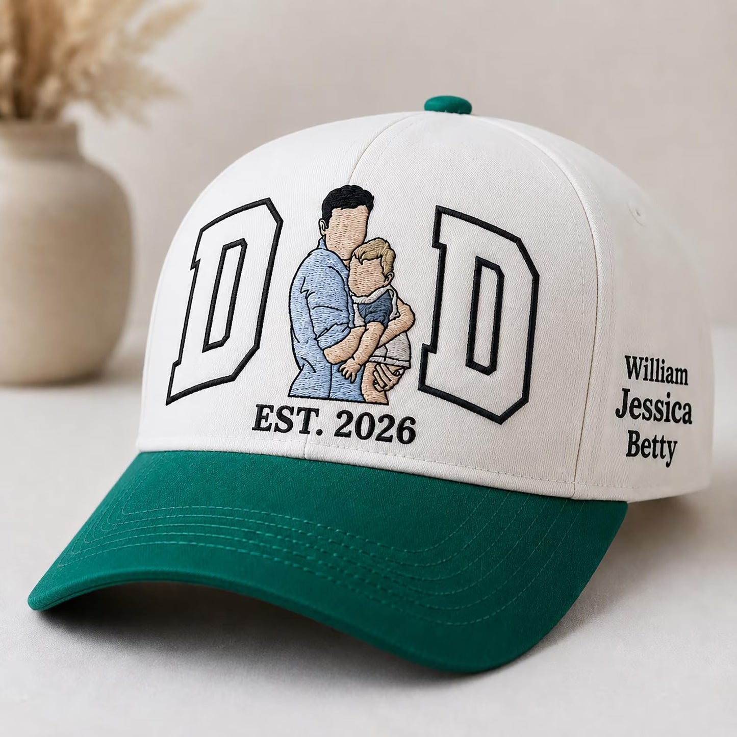 Custom Portrait Embroidered Dad Hat, Personalized Photo Baseball Cap, Fathers Day Gift For Him, Dad Est Embroidery Hat, Best Dad Ever Photo