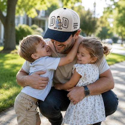 Custom Portrait Embroidered Dad Hat, Personalized Photo Baseball Cap, Fathers Day Gift For Him, Dad Est Embroidery Hat, Best Dad Ever Photo