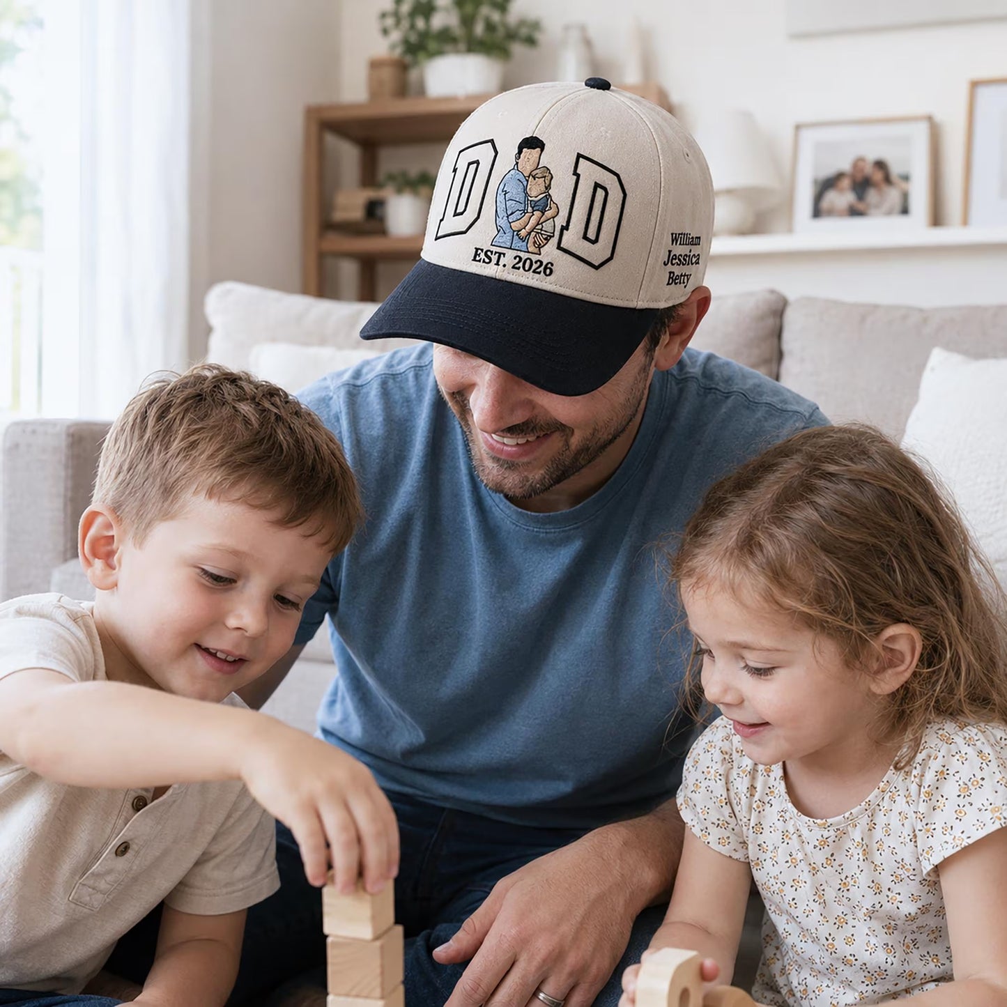 Custom Portrait Embroidered Dad Hat, Personalized Photo Baseball Cap, Fathers Day Gift For Him, Dad Est Embroidery Hat, Best Dad Ever Photo