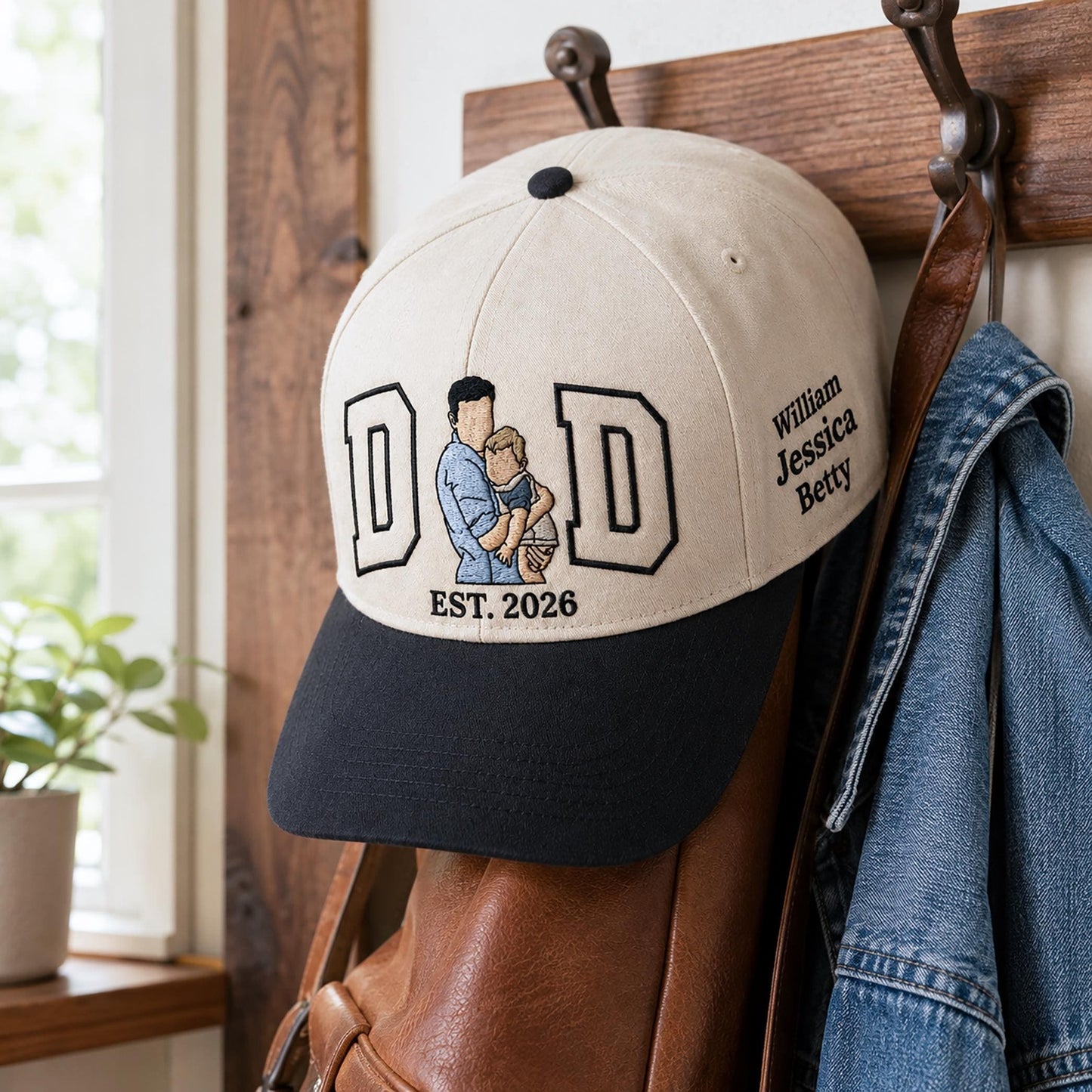 Custom Portrait Embroidered Dad Hat, Personalized Photo Baseball Cap, Fathers Day Gift For Him, Dad Est Embroidery Hat, Best Dad Ever Photo