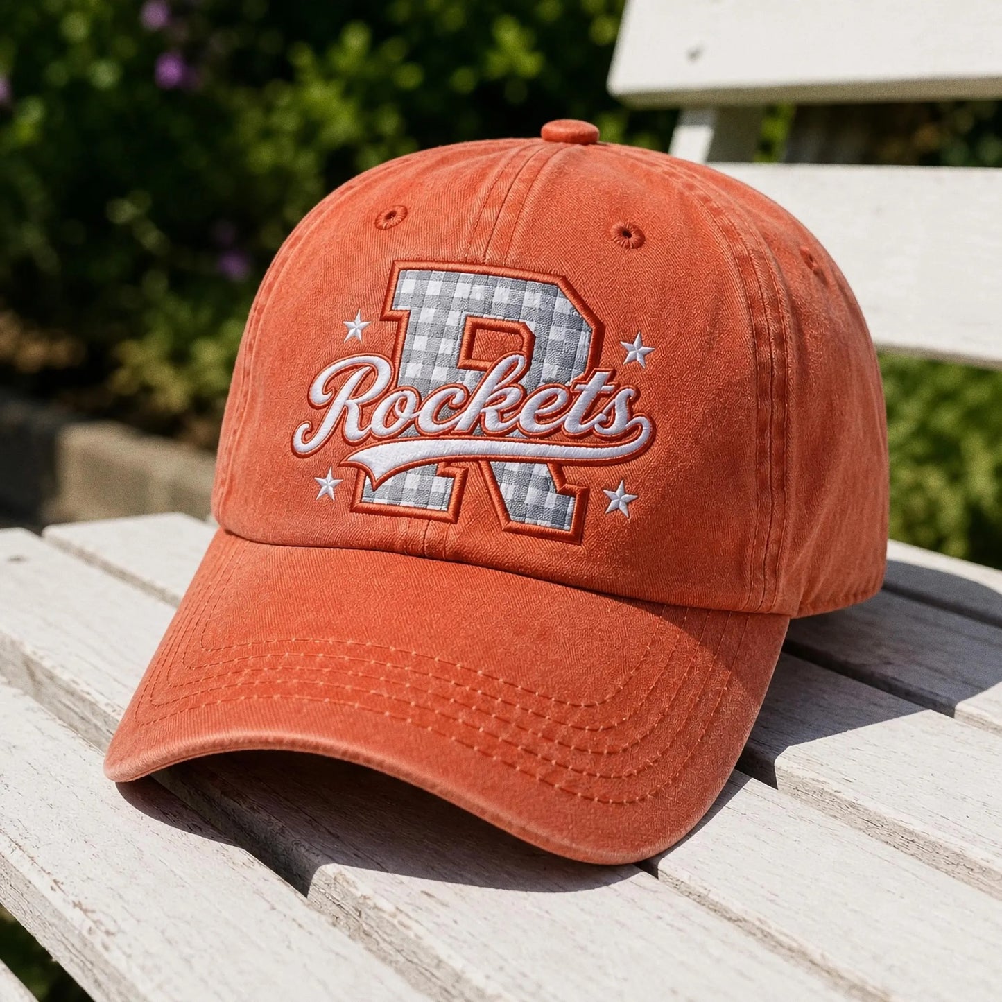 Custom Varisty Letter Embroidered Hat, Personalize School Spirit Baseball Cap, Test Day Tee, Gingham Applique Hat, Back To School Hat