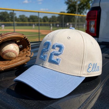 Embroidered Jersey Number Cap, Custom Number Baseball Hat, Personalized Sports Mom Gift, Game Day Baseball Cap, Team Spirit Player Hat