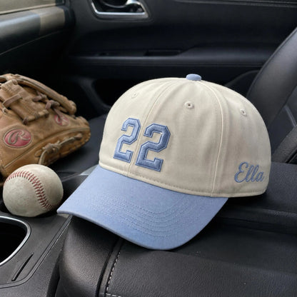 Embroidered Jersey Number Cap, Custom Number Baseball Hat, Personalized Sports Mom Gift, Game Day Baseball Cap, Team Spirit Player Hat