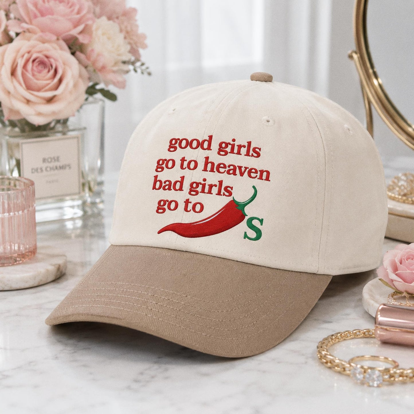 Good Girls Go To Heaven Bad Girls Go To Chili Embroidered Hat, Funny Sarcastic Cap, Foodie Gift, Embroidered Trucker Hat, Sassy Meme Hat