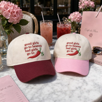 Good Girls Go To Heaven Bad Girls Go To Chili Embroidered Hat, Funny Sarcastic Cap, Foodie Gift, Embroidered Trucker Hat, Sassy Meme Hat