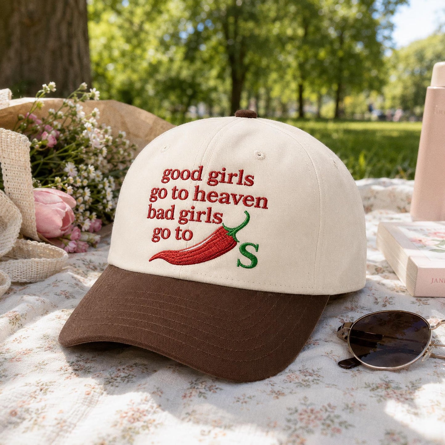 Good Girls Go To Heaven Bad Girls Go To Chili Embroidered Hat, Funny Sarcastic Cap, Foodie Gift, Embroidered Trucker Hat, Sassy Meme Hat