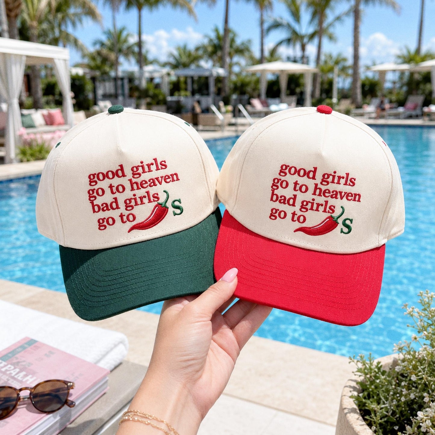 Good Girls Go To Heaven Bad Girls Go To Chili Embroidered Hat, Funny Sarcastic Cap, Foodie Gift, Embroidered Trucker Hat, Sassy Meme Hat