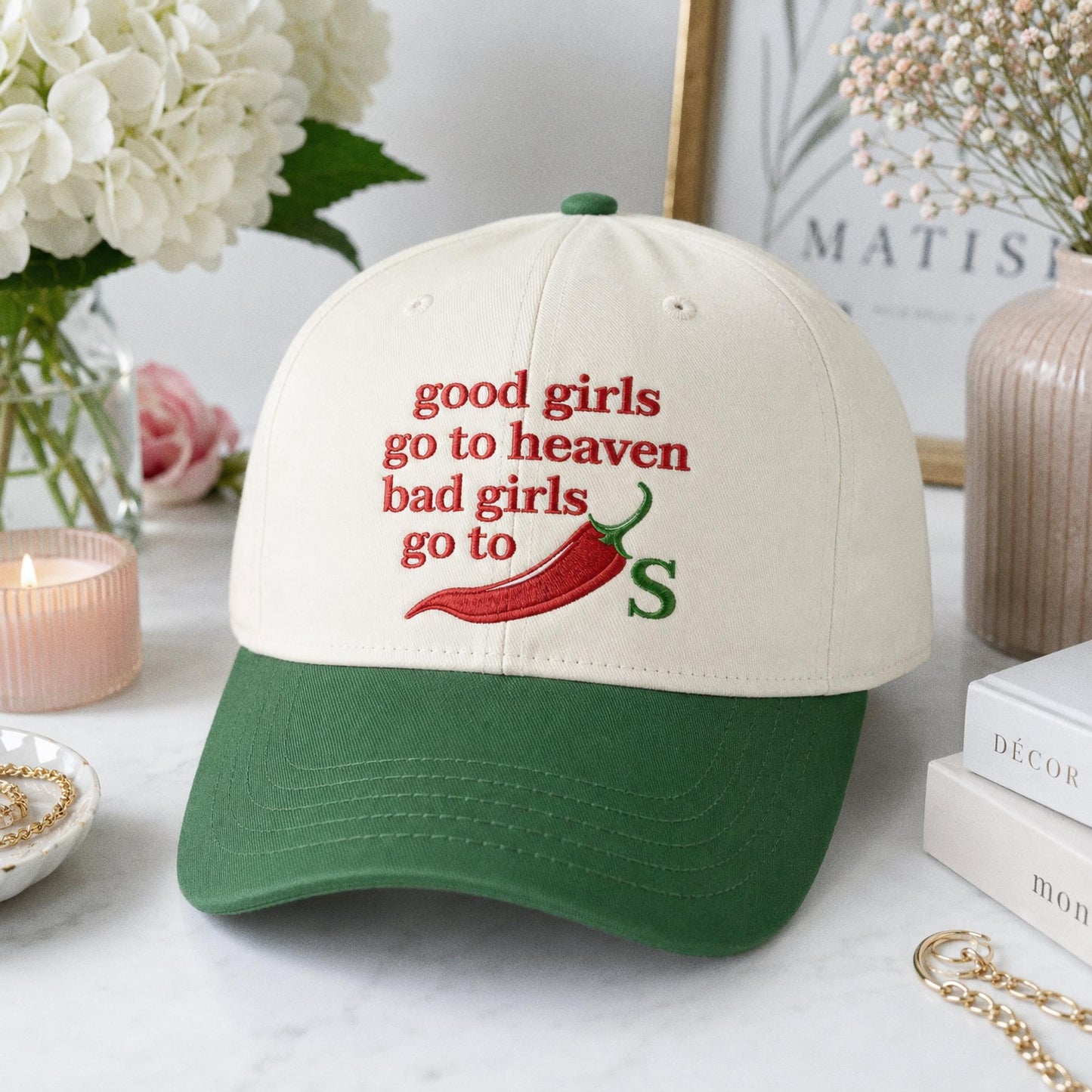 Good Girls Go To Heaven Bad Girls Go To Chili Embroidered Hat, Funny Sarcastic Cap, Foodie Gift, Embroidered Trucker Hat, Sassy Meme Hat