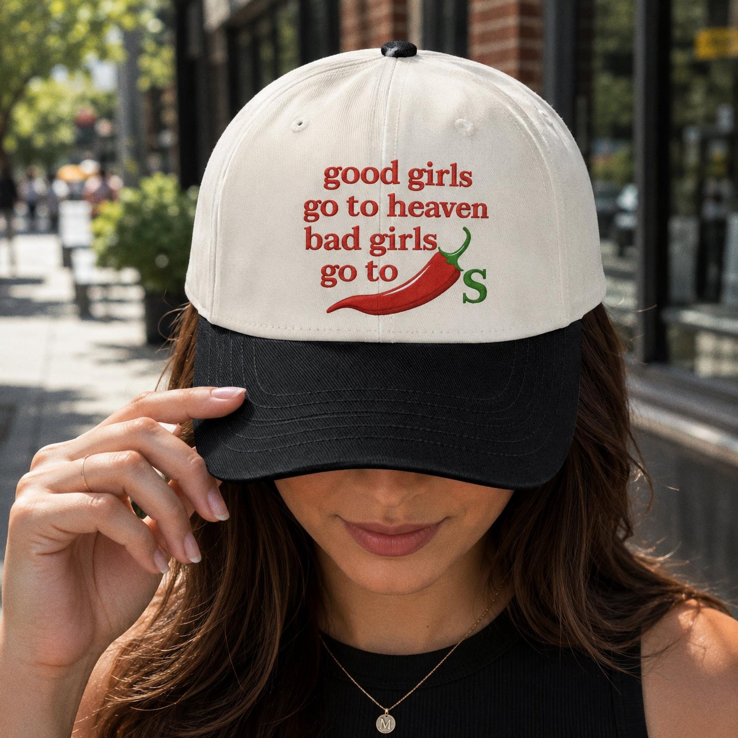 Good Girls Go To Heaven Bad Girls Go To Chili Embroidered Hat, Funny Sarcastic Cap, Foodie Gift, Embroidered Trucker Hat, Sassy Meme Hat