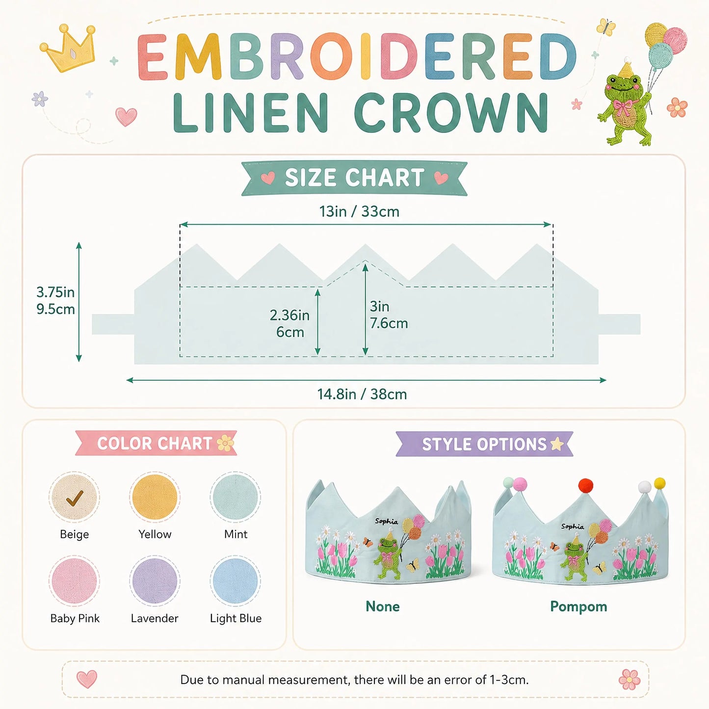 Jungle Animal Birthday Crown, Personalized Linen Crown, Custom Name Baby Hat, First Birthday Gift, Safari Party Crown, Embroidered Keepsake