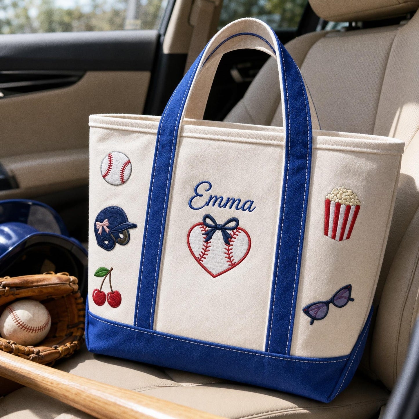Personalized Baseball Tote Bag, Custom Embroidered Baseball Mom Gift, Game Day Sports Bag, Team Name Tote, Baseball Coach Gift, Canvas Bag