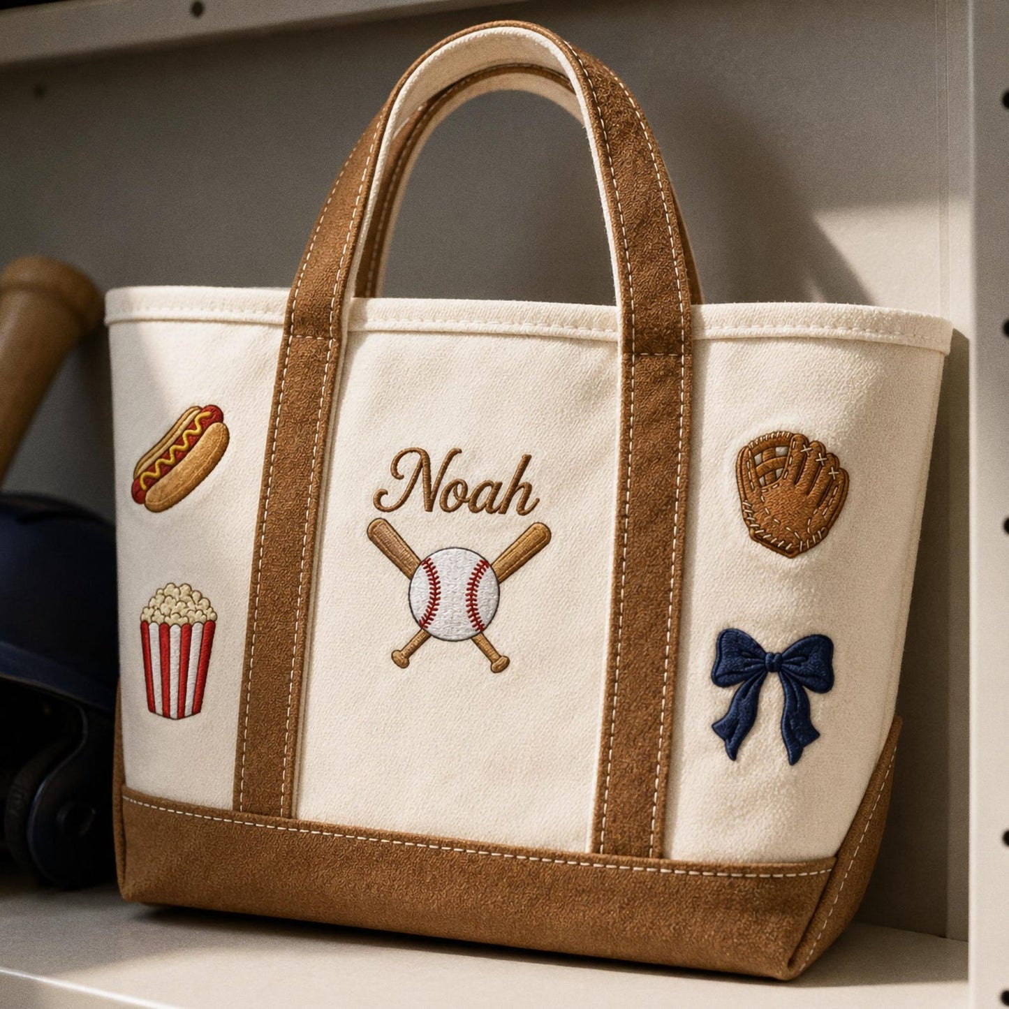 Personalized Baseball Tote Bag, Custom Embroidered Baseball Mom Gift, Game Day Sports Bag, Team Name Tote, Baseball Coach Gift, Canvas Bag