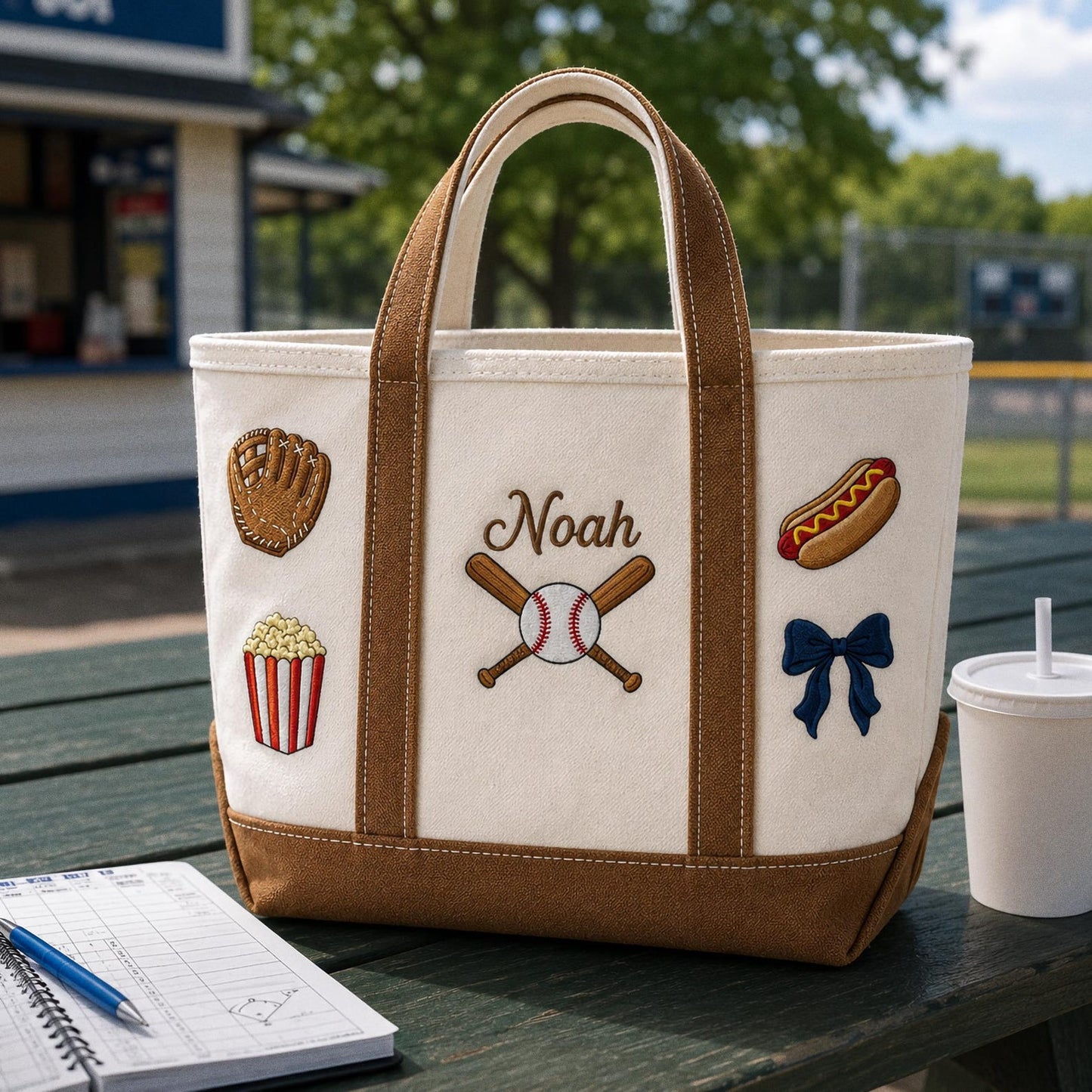 Personalized Baseball Tote Bag, Custom Embroidered Baseball Mom Gift, Game Day Sports Bag, Team Name Tote, Baseball Coach Gift, Canvas Bag