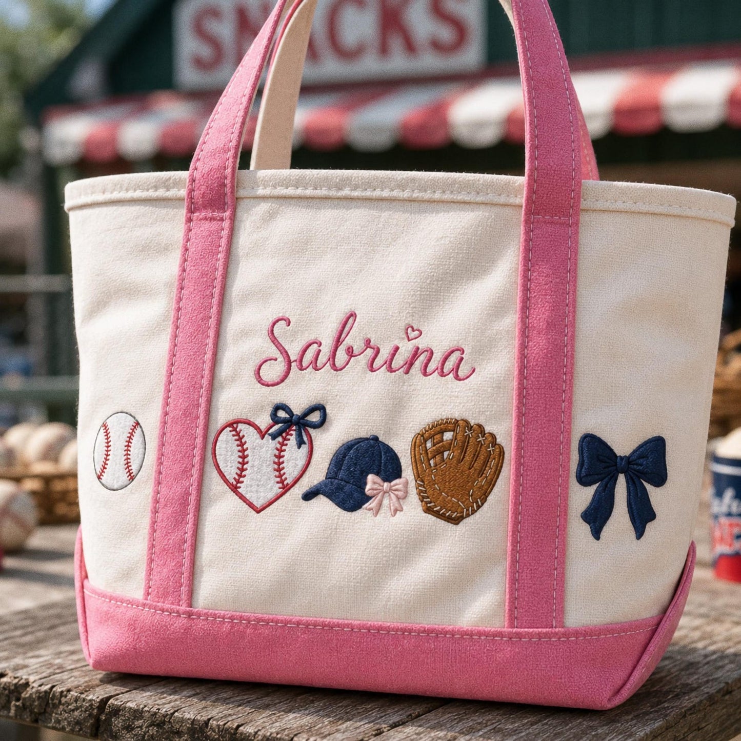 Personalized Baseball Tote Bag, Custom Embroidered Baseball Mom Gift, Game Day Sports Bag, Team Name Tote, Baseball Coach Gift, Canvas Bag