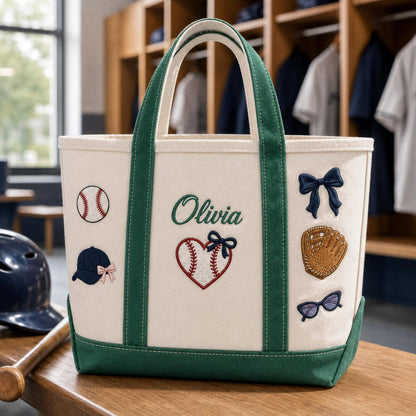 Personalized Baseball Tote Bag, Custom Embroidered Baseball Mom Gift, Game Day Sports Bag, Team Name Tote, Baseball Coach Gift, Canvas Bag