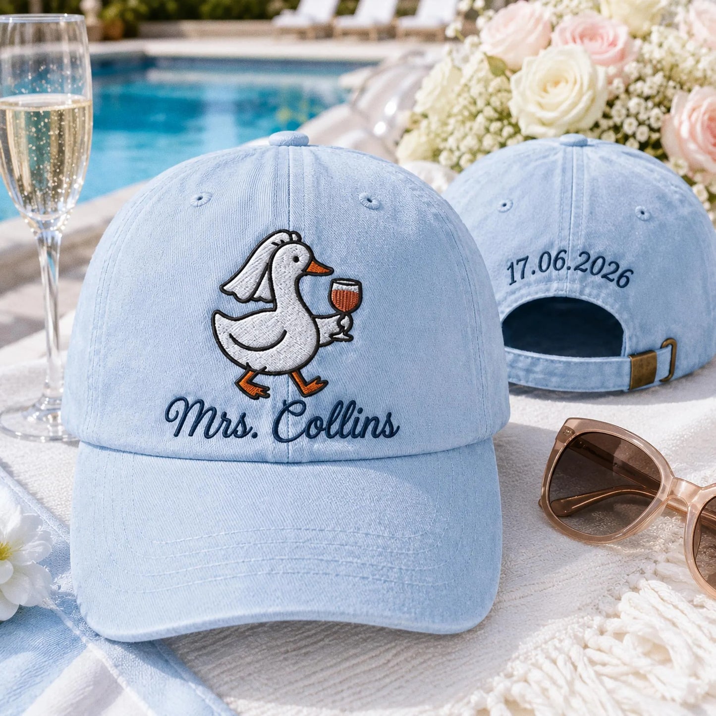 Personalized Bride Embroidered Hat, Silly Goose Bridal Hat, Custom Bachelorette Party Cap, Wedding Gift for Bride