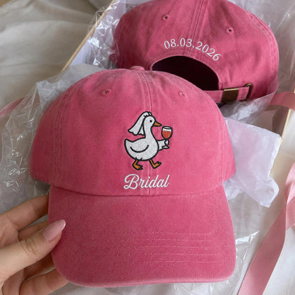 Personalized Bride Embroidered Hat, Silly Goose Bridal Hat, Custom Bachelorette Party Cap, Wedding Gift for Bride